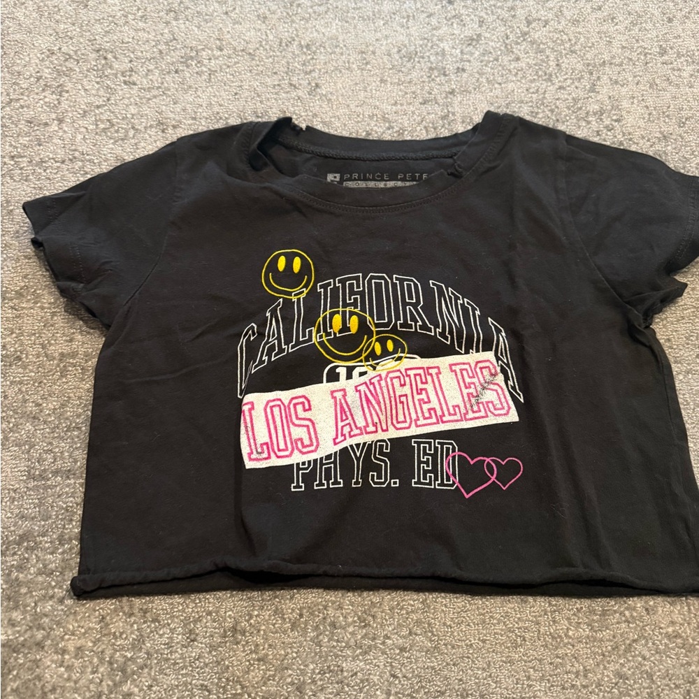 Prince Peter Collection Black and Yellow Kids Tee. Kids crop tee size large
